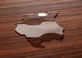 Suriname Map Made Of Transparent Liquid Water On Wooden Floor Save Water Concept 3D Illustration