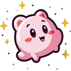 Fototapeta premium Vector Cute Cartoon SVG Illustration of Adorable Pink Cat with Sparkles in Flat Design Style for Kids and Digital Media