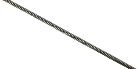 Twisted metal cable isolated on a transparent background