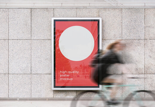 Urban Street Outdoor Glued Poster Advertising Texture Mockup Template on Wall