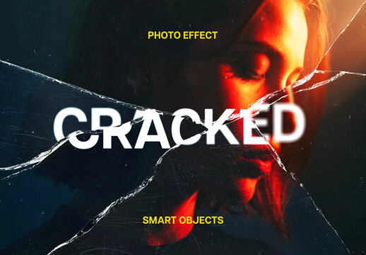 Cracked Glass Photo Effect Mockup