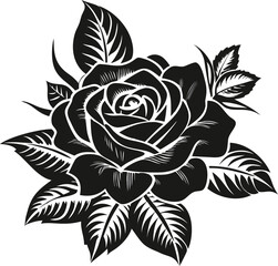 Obraz premium Elegant Monochrome Rose – Vintage Botanical Style