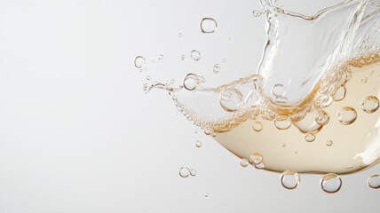Naklejka premium Dynamic Splash of Sparkling Golden Liquid with Bubbles splash liquid sparkling golden dynamic drink