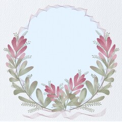 Watercolor floral frame template or border, used for invitation card