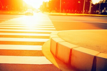 Close-up of a zebra crossing on the road in a city street