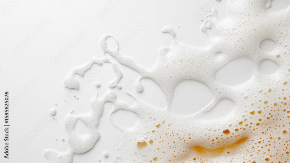 Poster macro close-up of beer foam and bubbles on white background bubbles macro close-up beer foam froth