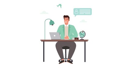 Male travel agent  2D Flat Animation 