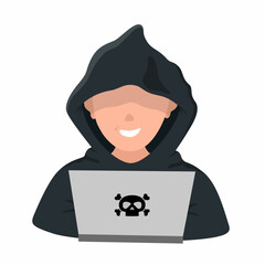 Vector illustration of hacker concept, cyber crime with white background