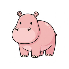 Obraz premium Cute Cartoon Hippopotamus on White Background
