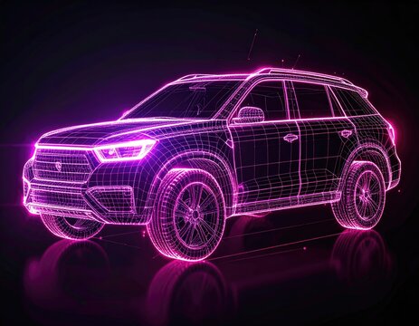 3D wireframe SUV