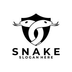 Snake Secure logo design vector template. Snake and Shield logo design