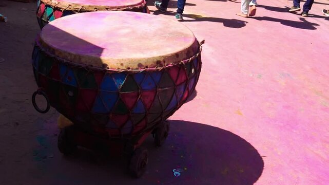 Colorful Hand Drum Holi Colors Nagara drum