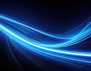 Abstract blue light waves on black background