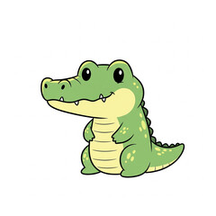 Cute Cartoon Crocodile on White Background