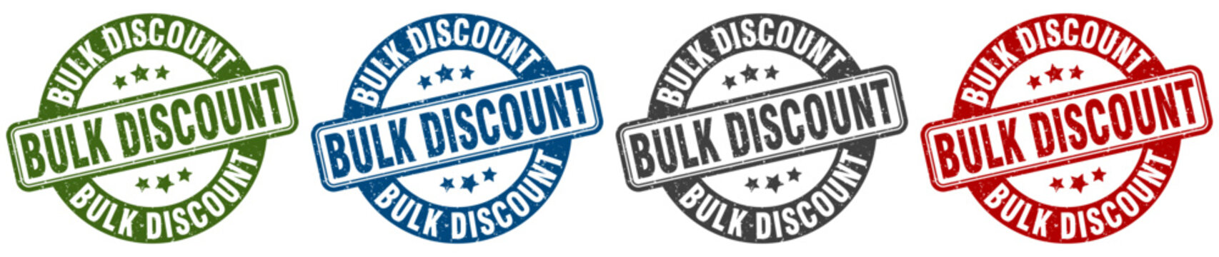 bulk discount stamp. bulk discount round stamp set isolated on white background