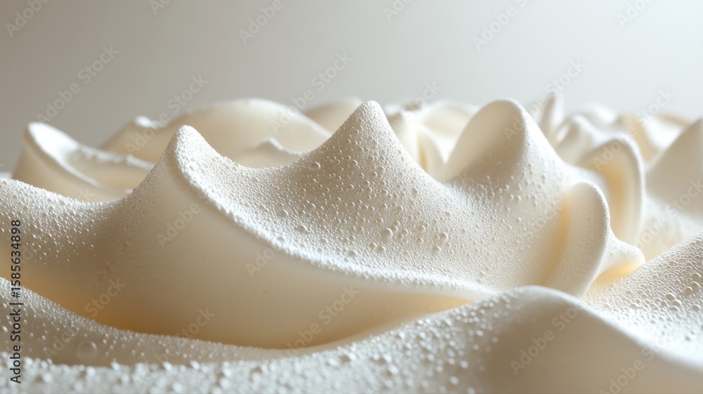 Poster macro texture of soft creamy foam with condensation droplets creamy foam texture macro soft droplets