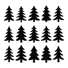 Obraz premium Pattern of simple black christmas trees on a white background