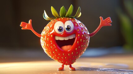 Cartoon strawberry character