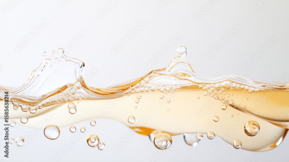 Poster abstract splashing golden liquid with bubbles and waves liquid golden abstract splash wave bubble ai