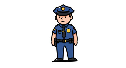 Fototapeta premium Cartoon Police Officer Sticker Illustration