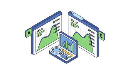 Two mirrored web dashboards comparing business performance or metrics.