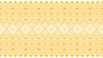 Golden yellow seamless ethnic fabric pattern, wallpaper, wrapping cloth, batik style illustration, embroidery