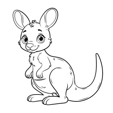 Doodle Vector Illustration of a Kangaroo in Cartoon Style. Isolated on white background. Perfect for animal-themed design projects, stickers and coloring book.