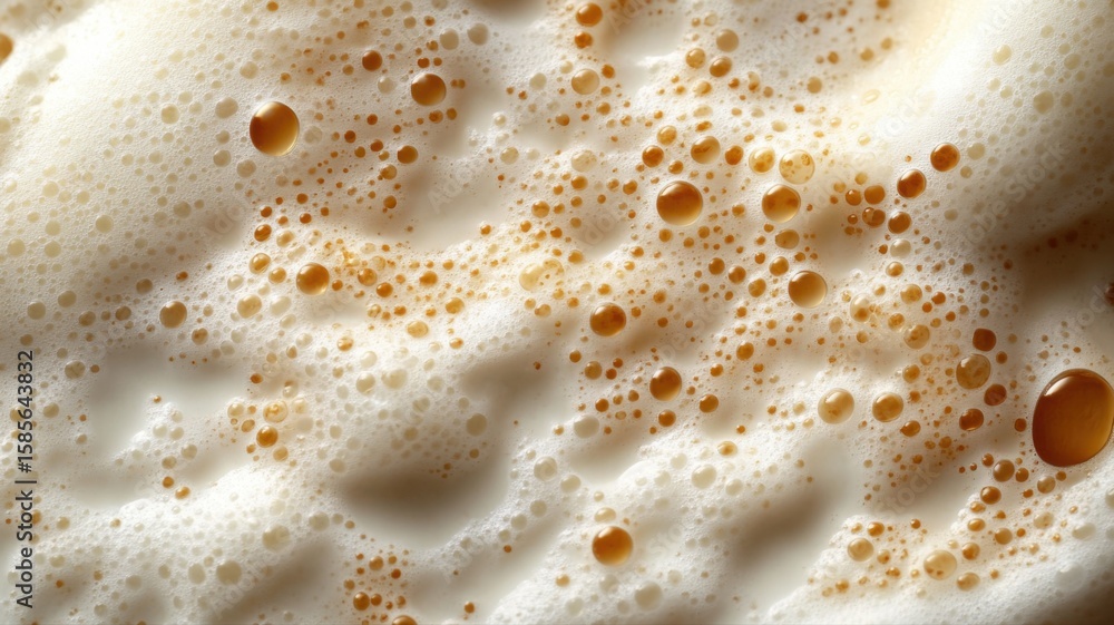 Poster frothy coffee foam texture macro close-up foam texture macro close-up froth bubbles beverage drink