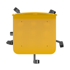 Modern yellow swivel office chair, top view, 3D render, isolated on transparent background.