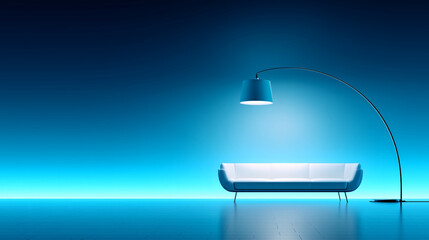 White sofa floor lamp on blue background