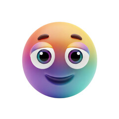 Fototapeta premium Whimsical gradient emoji with soft features expressing quiet contentment