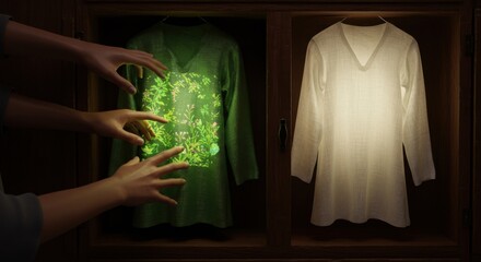 Mysterious Illuminated Garments: A Glimpse into Bio-Luminescent Fashion Technology