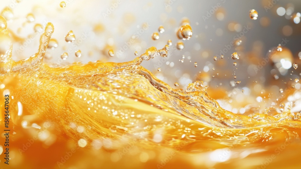Aufkleber dynamic orange liquid splash with bubbles and light splash orange dynamic light splashing wave juice