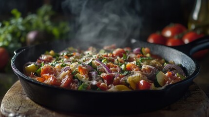 Closeup view of colorful vegetable dish