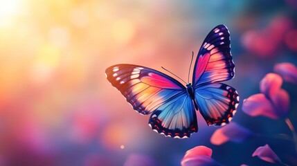 Colorful butterfly among flowers