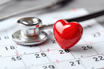 Medical calendar with a heart and stethoscope