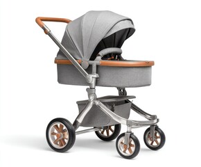 Gray stroller, modern design, isolated