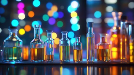 Colorful laboratory glassware display