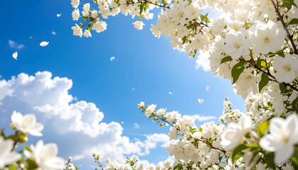 White Blossoms Against A Bright Blue Sky