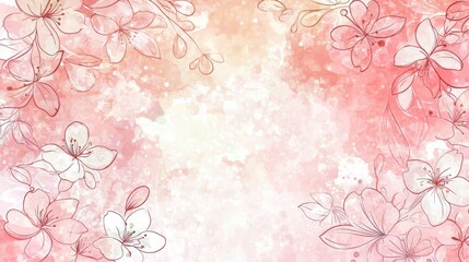 Delicate Floral Background with Soft Pink Watercolor Texture