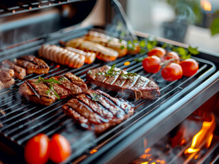 Grilling Meats and Vegetables on a Barbecue