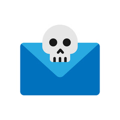 Vector illustration of a Envelope with Skull in flat style isolated in white background. Modern and minimalist chart illustration