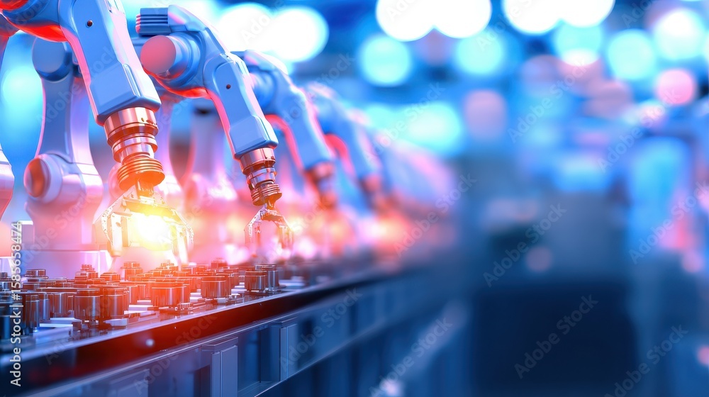 Aufkleber robotic arms assembling electronic components in a high-tech factory environment