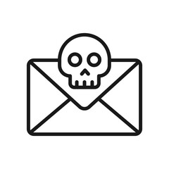 Vector illustration of a Envelope with Skull in line style isolated in white background. Modern and minimalist chart illustration