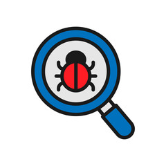Vector illustration of a Debugging in solid line style isolated in white background. Modern and minimalist chart illustration
