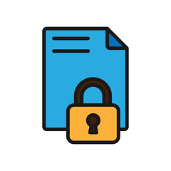 Vector illustration of a Document Security in solid line style isolated in white background. Modern and minimalist chart illustration