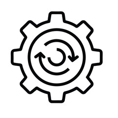 Gear with circular arrows icon representing process or workflow