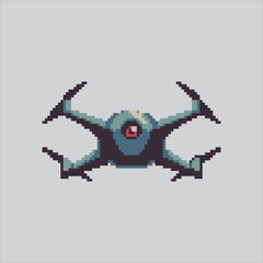 Pixel art illustration Camera Drones. Pixelated Flying Drone. Flying Photography video Camera Drones Equipment Icon pixelated for the pixel art game and icon for website and video game. old school ret