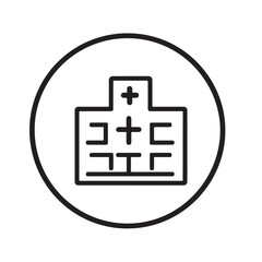 Vector hospital icons with simple and clear designs, featuring easily recognizable medical symbols such as the red cross and hospital building.