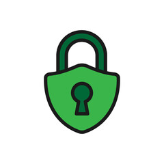 Vector illustration of a Padlock in solid line style isolated in white background. Modern and minimalist chart illustration
